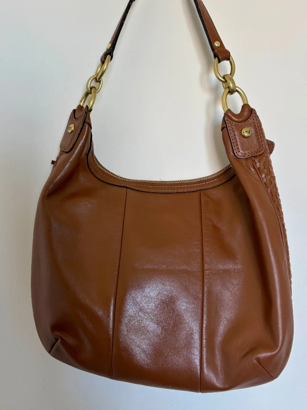 Vintage Coach Woven Leather Brown Kristen Hobo Bag